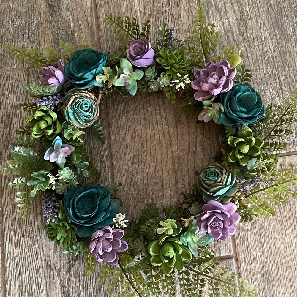 14” grapevine and sola wreath. Hand painted and designed.